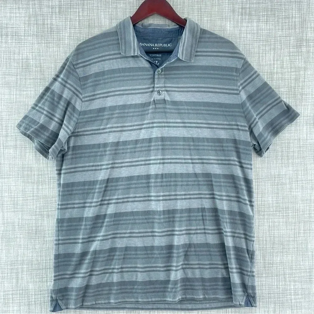 Banana Republic Vintage Style Striped Short Sleeve Polo Men's XL 7016/7 b